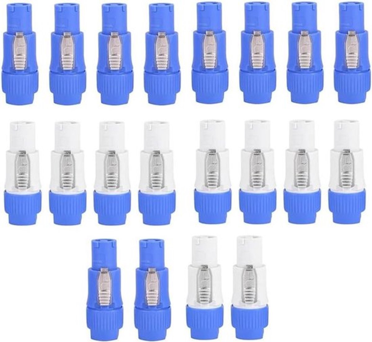 Set van 20 blauwe Powercon-stekkers, 3-polig, 20A, 250V AC, Speakon-stekker, voor professioneel geluidssysteem