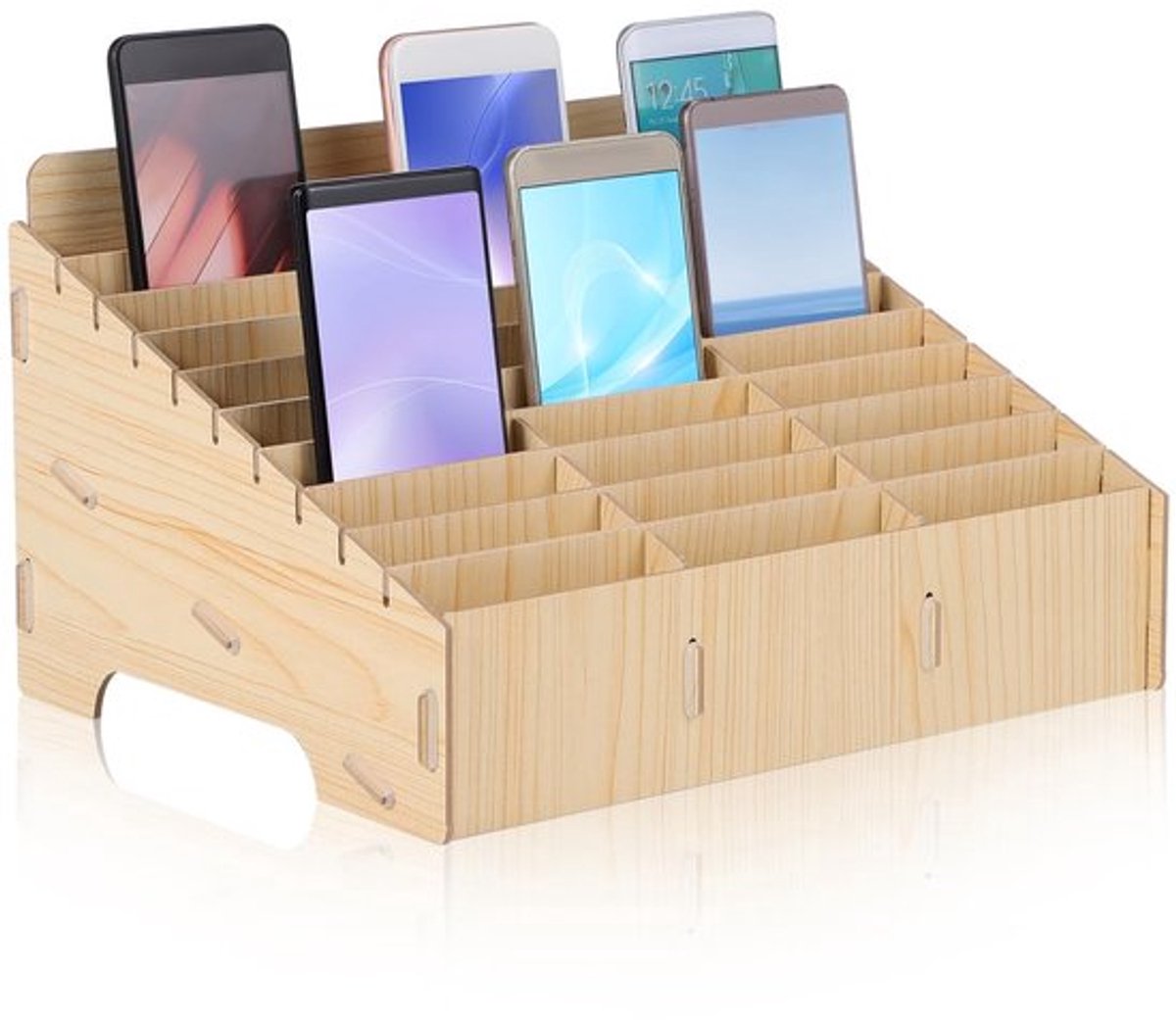 Houten Telefoonopbergdoos met 30 Roosters