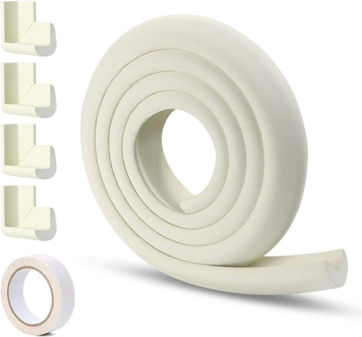Randbescherming voor kinderen, rubber tafelrandbescherming, 4 hoekbeschermers, babybescherming, extra dikke antiaanrijding gewatteerde rand van tafel/meubel (wit)