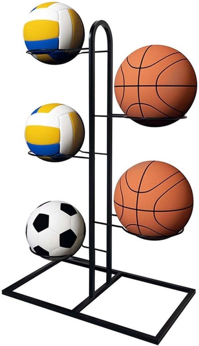 Balopbergrek verwijderbaar - Opvouwbaar - Koolstofstaal - Zware draagkracht - Sportbal-displayhouder - Afmetingen 23,5 x 89,5 cm - Sportrek