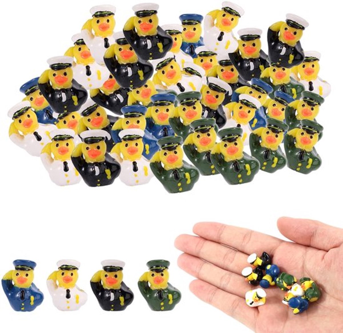Miniaturen 80st Veteranen Eenden - Hars Decoratie - Speelgoed Accessoires - Micro-Landschap - Tuin Decoratie - Blauw/Wit/Zwart/Groen