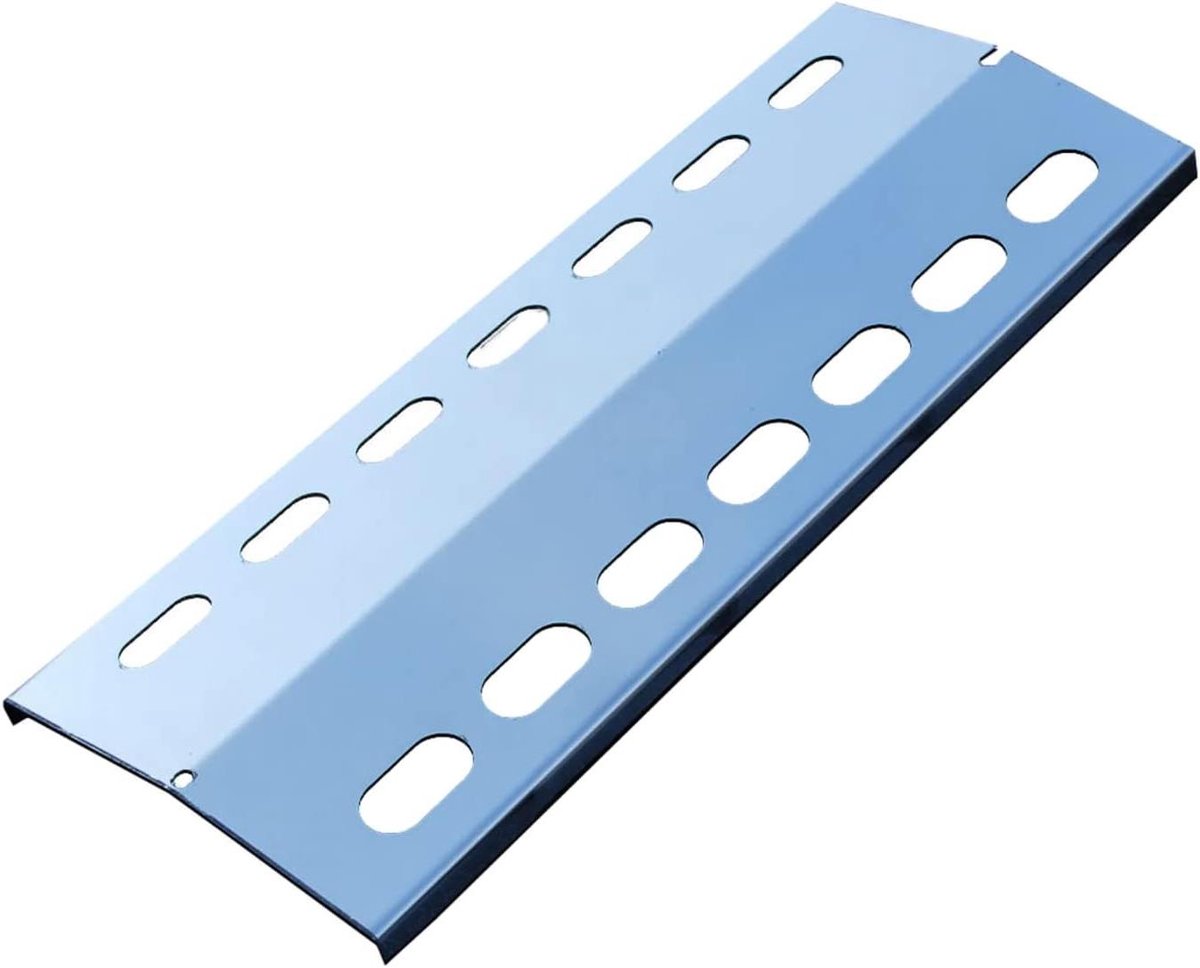 Vlamverdeler Roestvrij Staal - Branderafdekking Grillplaat - Barbecue Onderhoud - Betere Warmteverdeling - 350 x 145 x 1 mm - Zilver