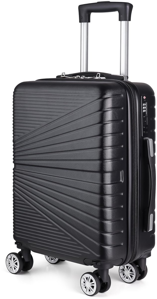 SnelShoppen - Eco-Lux Essentials Hardside handbagage koffer 50 cm - Lichtgewicht ABS reiskoffer met 4 spinnerwielen en TSA-goedgekeurd slot - Ideaal v
