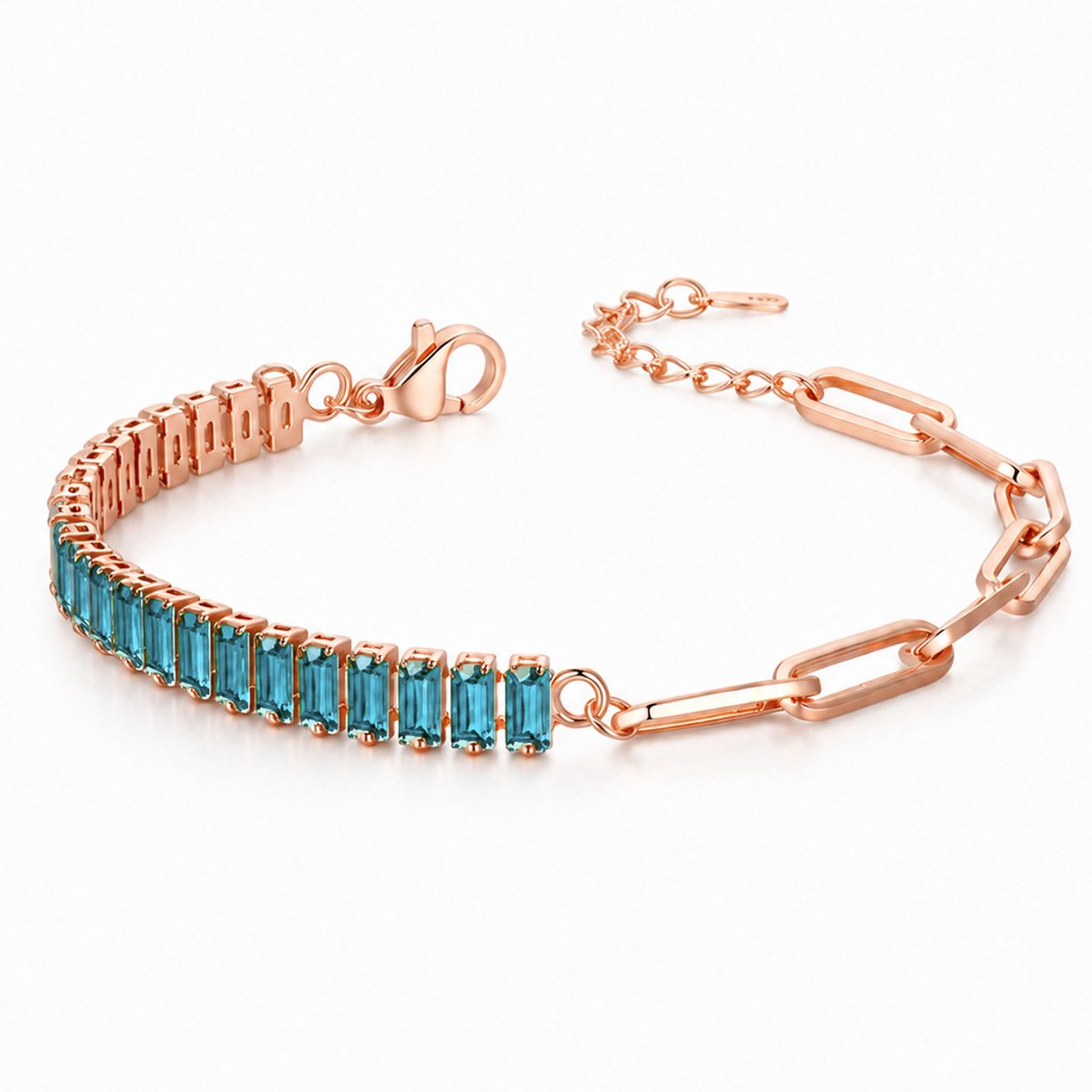 LGT JWLS - Dames armband - Schakelarmband - Lichtblauwe zirkonia