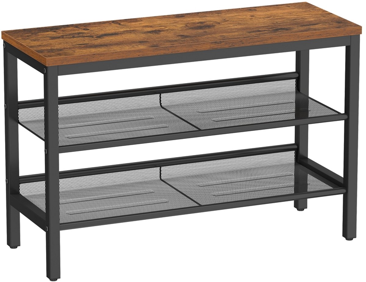 Schoenenbank – Bruin-zwart – 28 x 75 x 50 cm