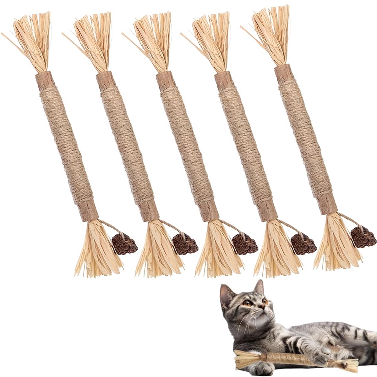 Kauwsnacks voor katten - 5 stuks met kruiden voor tandverzorging