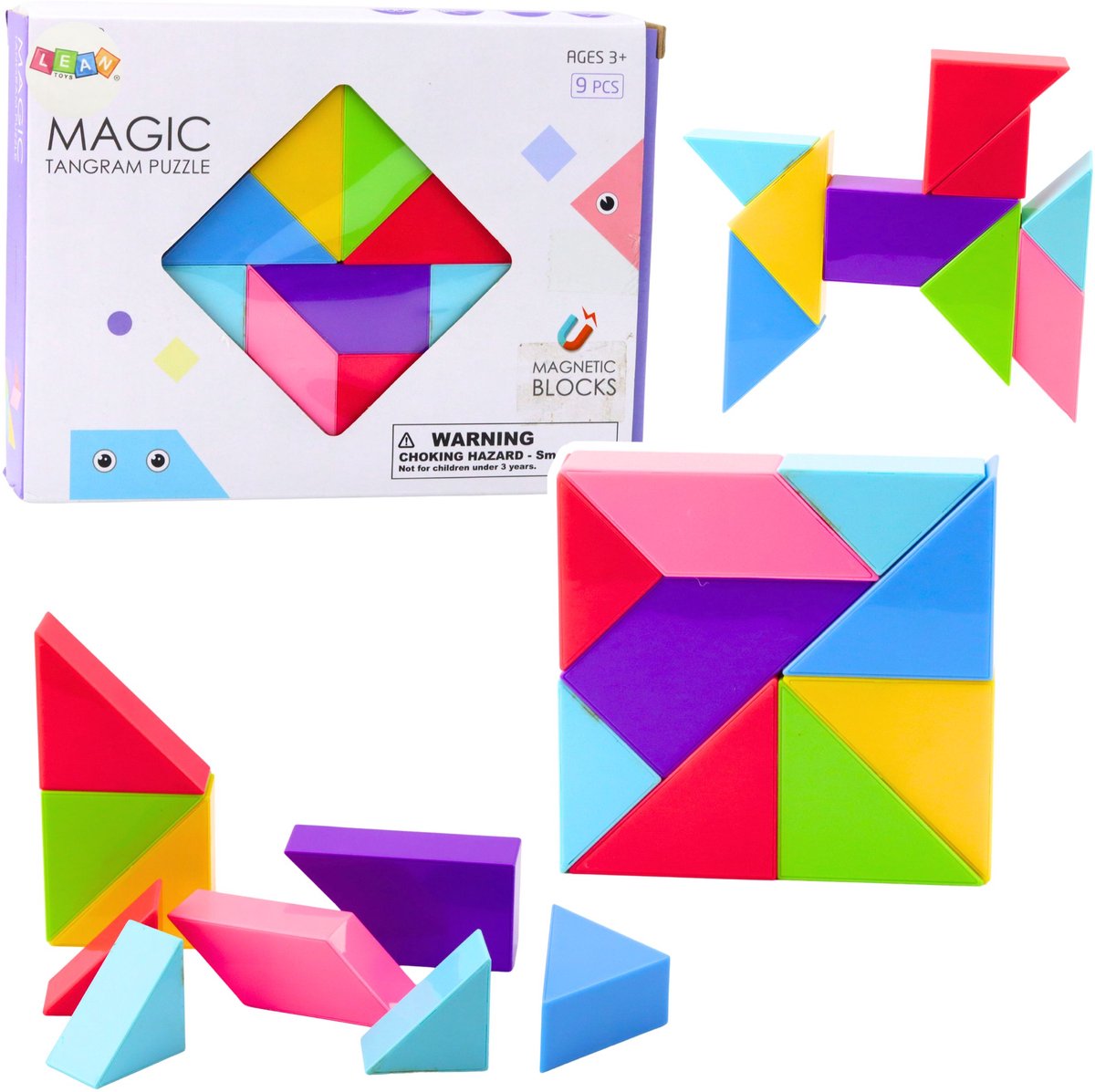 Magnetische Tangramblokken Kleurrijke puzzelstickers 9 stuks. - UNI