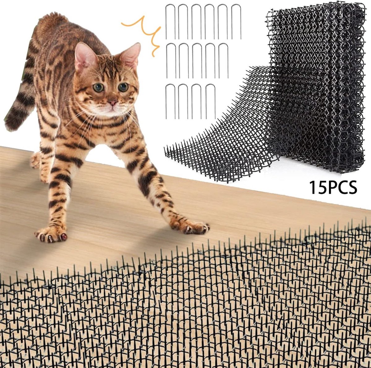 Kattenafweermat - Zwart - 20 x 40 cm - Kunststof met Spikes - Voor Tuin en Buiten