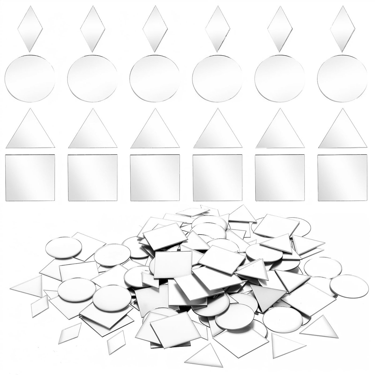 Set van 160 Kleine Spiegels voor Creatief Gebruik in 4 Vormen