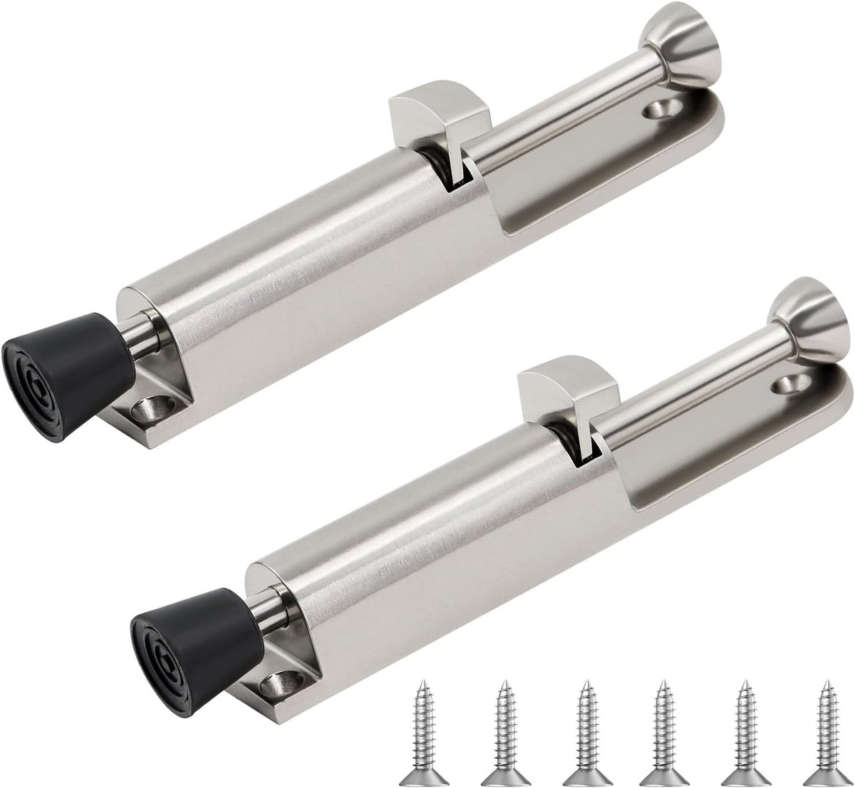 Deurstopper Vloer - Zilver - 2 Stuks - Zinklegering met Voetbediening - Voor Binnen- en Buitendeuren