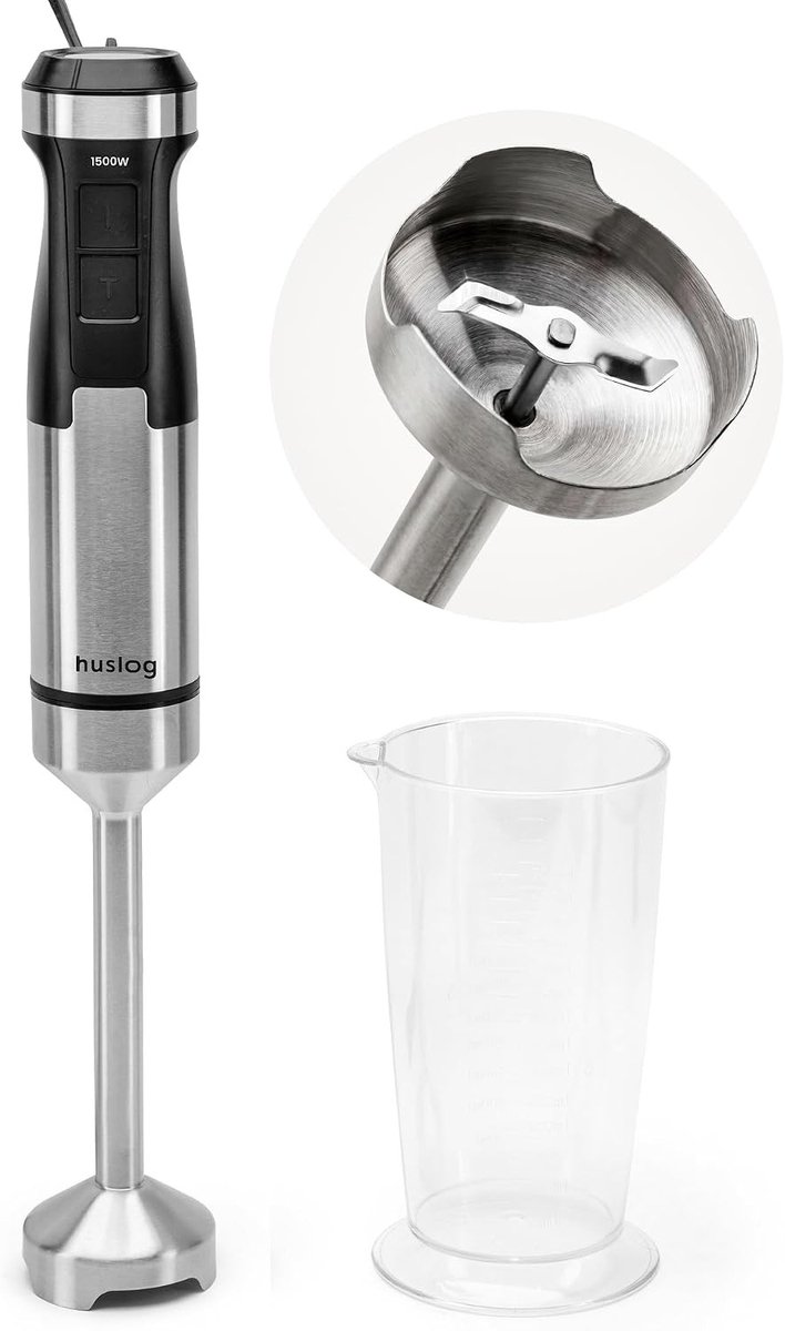Staafmixer - Roestvrijstaal - 1500W - Met Turbofunctie en 20 Snelheden - Voor Soepen, Smoothies en Sauzen