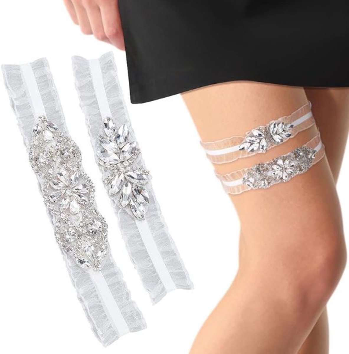 Kanten bruidskousenband - Stretch kousenband voor bruiloft - Kant bruiloft been - Bruiloft party accessoires met kant - Bruidskleding accessoire