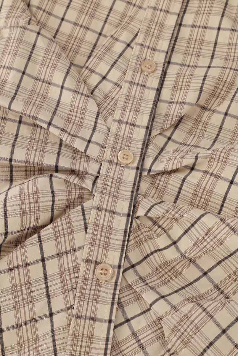 Notre-V Nv-isa Big Check Dames - Jurken - Beige - Maat XS