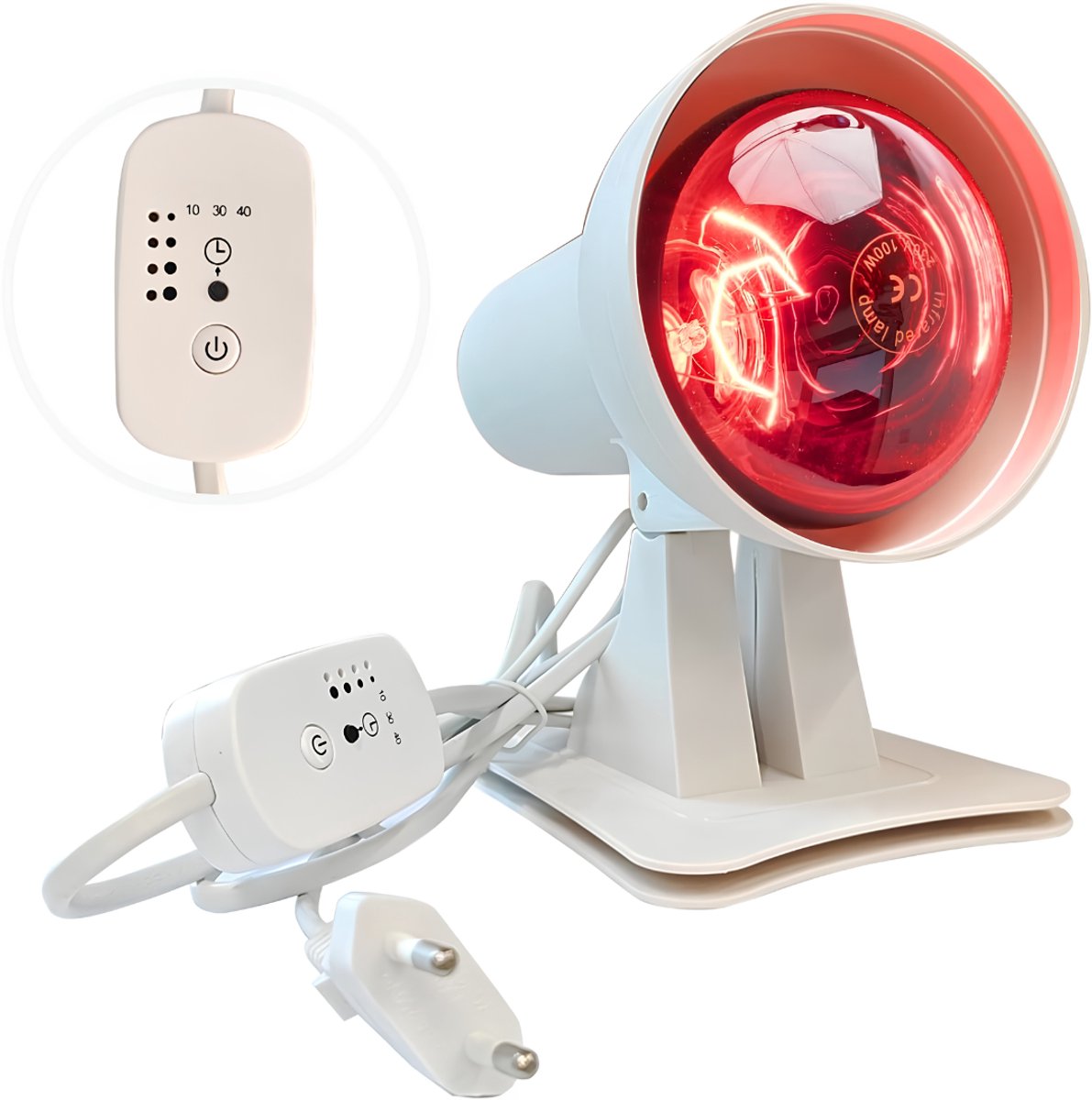 LNMsolutions® Warmtelamp - Warmtelampen - Infraroodlamp - Wit - 21cm x 21cm x 48cm