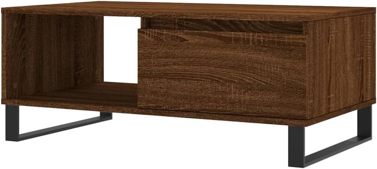 Salontafel met lade - Koffietafel bijzettafel - Woonkamer opbergen - Eikenlook design - 90 x 50 x 365 cm - Bruin