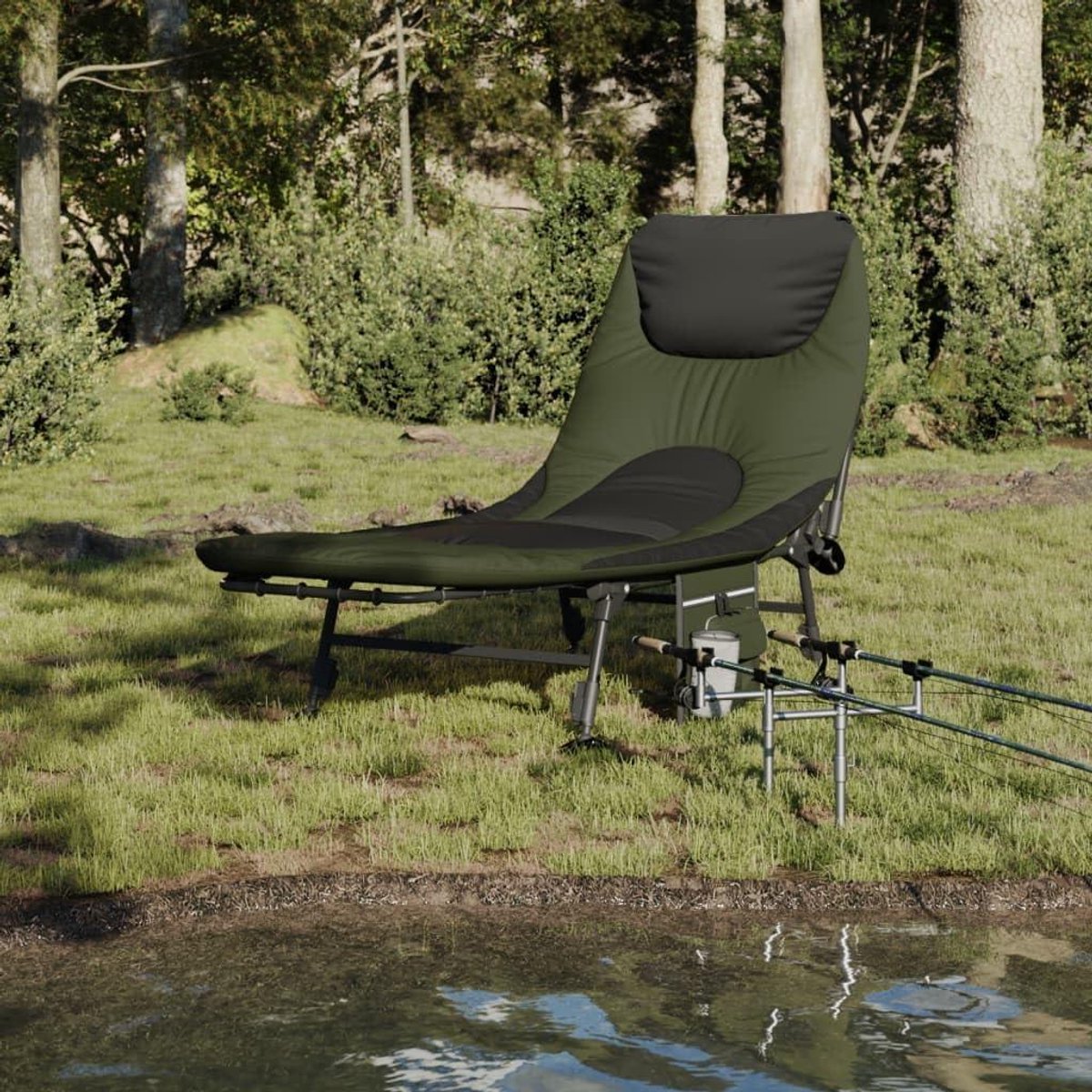 Visbed met poten - Campingstoel Ligbed - Buitenactiviteiten - Verstelbare moddervoeten - Niet gespecificeerd - Groen
