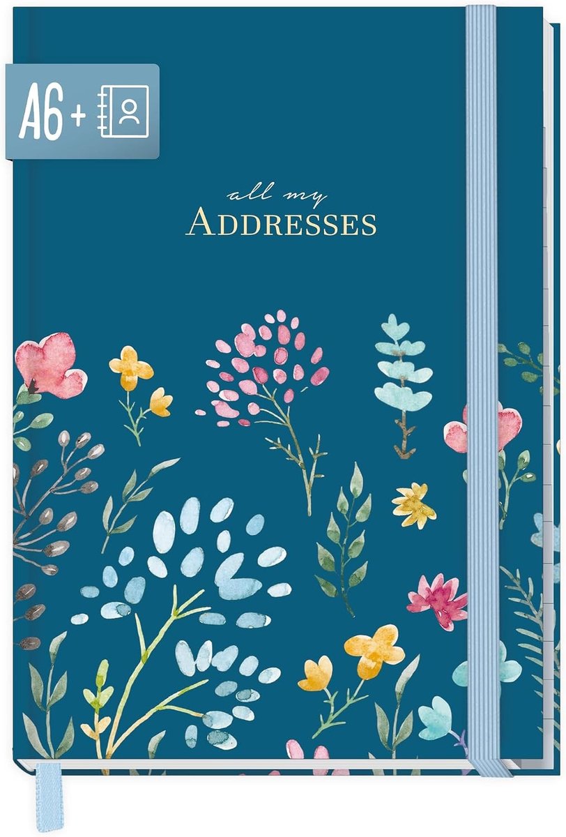 Adresboek - A6+ - 10,5 x 16 cm - Premium papier met A-Z-register en wachtwoordenlijst - Voor persoonlijk en zakelijk gebruik