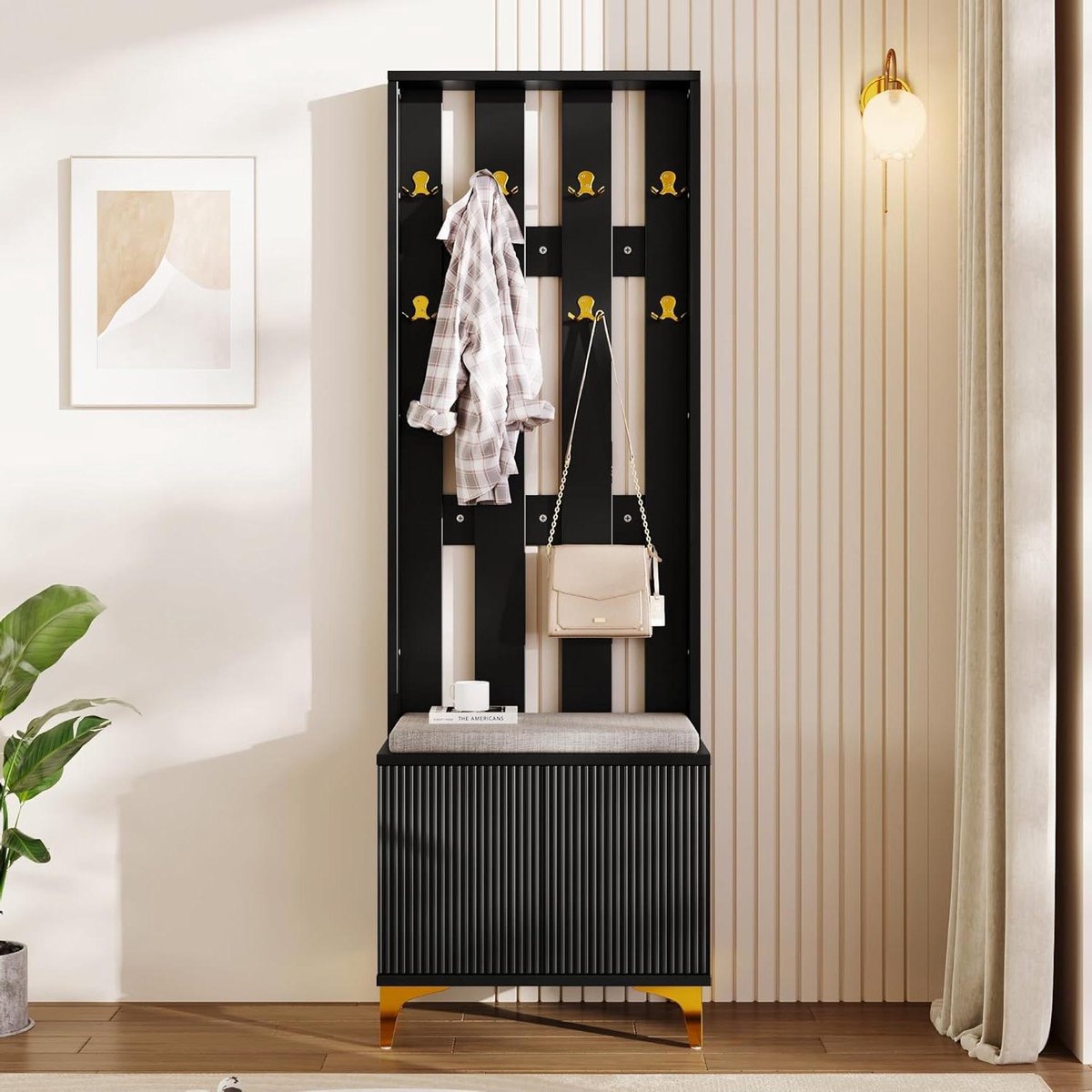 Garderobeset met Schoenenbank - Entree Meubelset - Entree Organiseren - Push-to-Open Deuren - 605 x 352 x 1805 cm