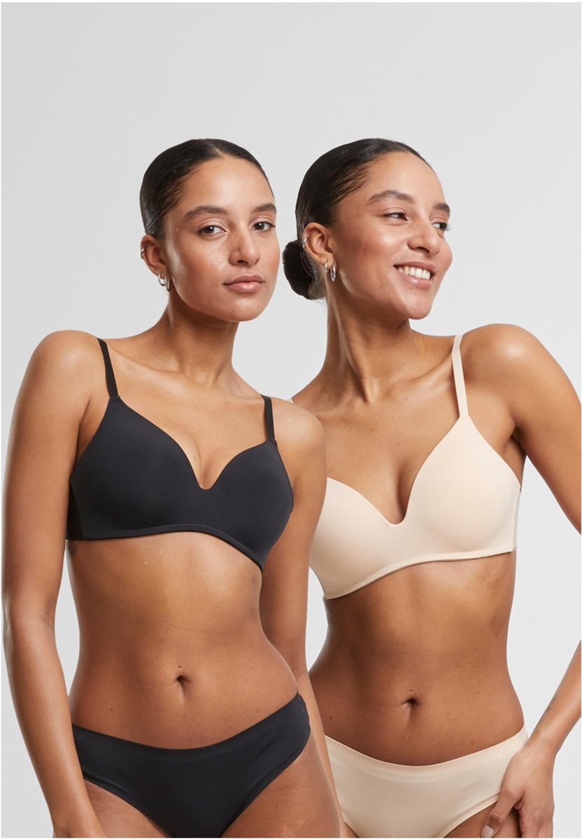 Urban Classics - Basic padded 2-Pack BH - 75C - Zwart/Beige