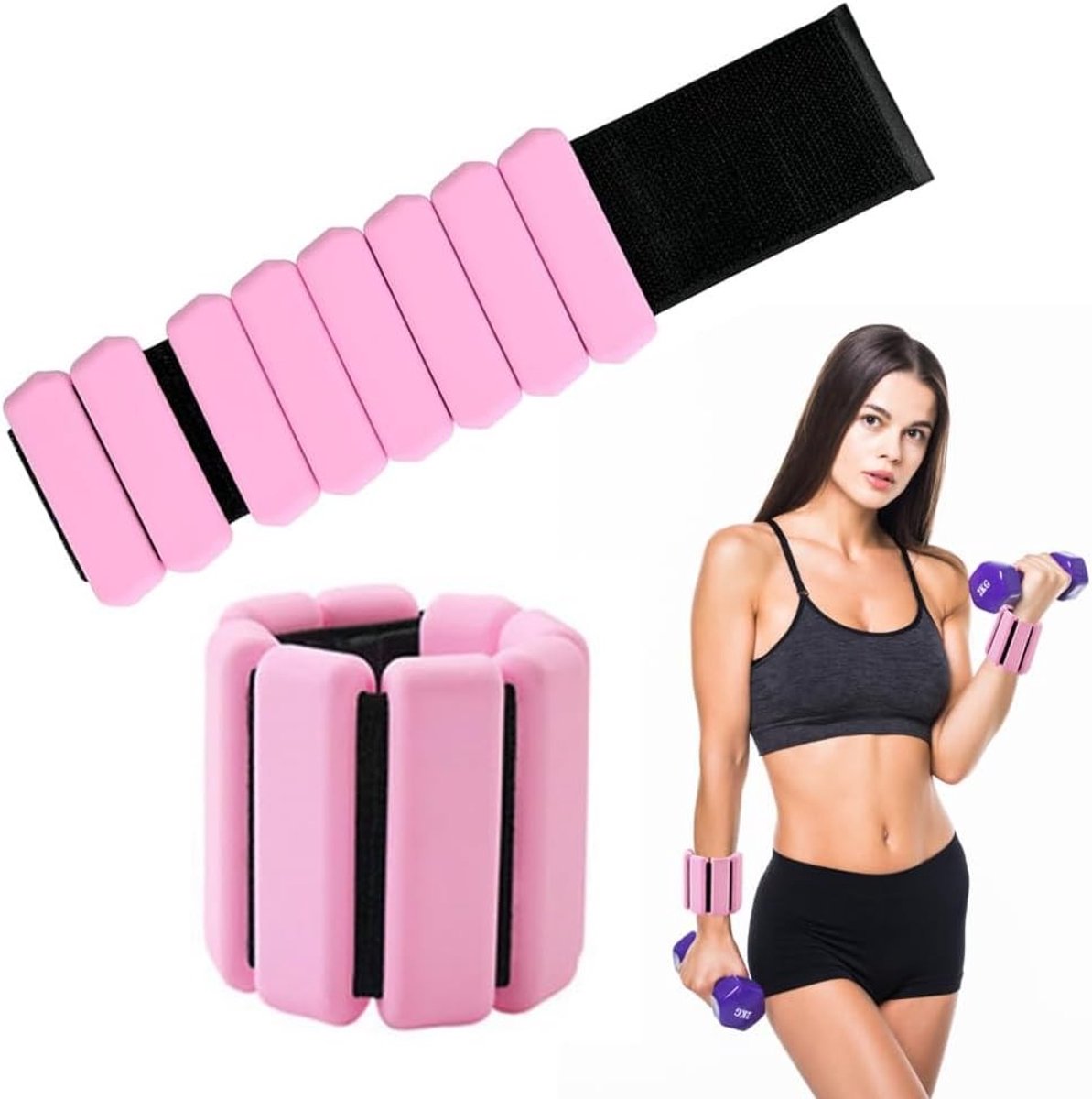 Enkelgewichten - Zwart - 1 lb - Verstelbare Pols- en Enkelgewichten met Antislipband - Voor Fitness en Training