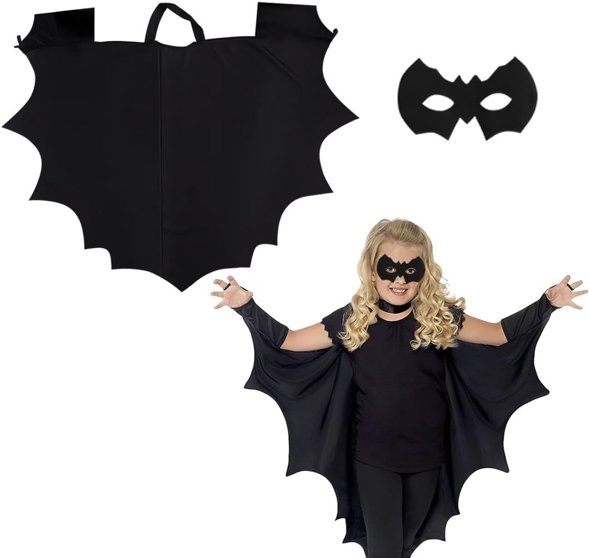 Halloween Kostuum voor Kinderen - Vampier Cape, Bat Masker en Haarclip voor 3-13 Jaar Oude Jongens en Meisjes