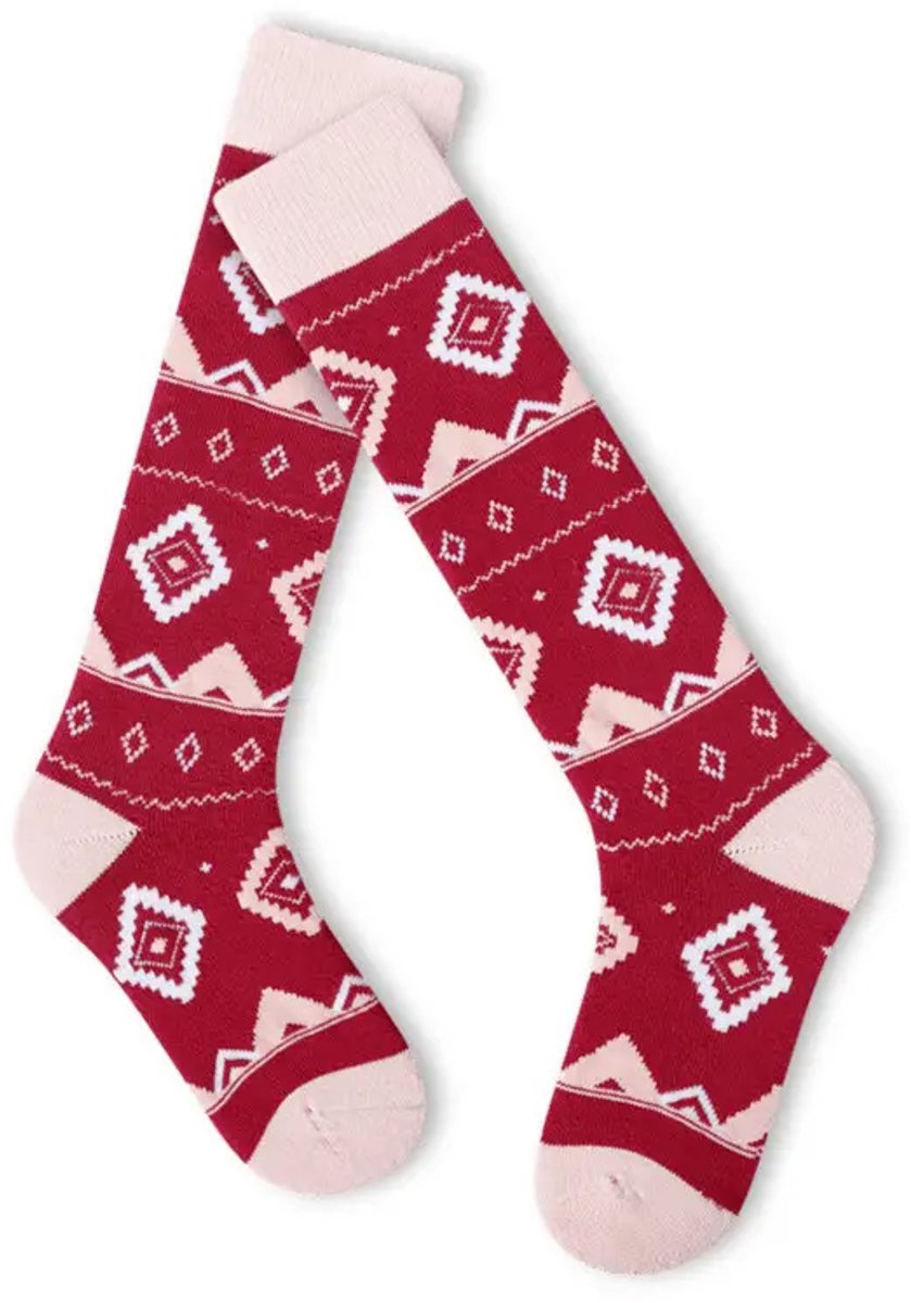Geprinte skisokken voor kinderen Dare 2B Bessenroze/helderrozen Fairisle