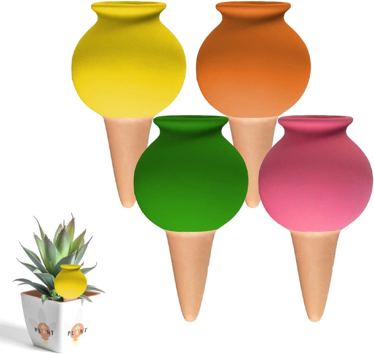 Irrigatiesysteem voor Planten - Set van 4 Kleipot Waterballen, Ideaal voor Binnenplanten en Balkonbakken, 100ml Volume per Pot