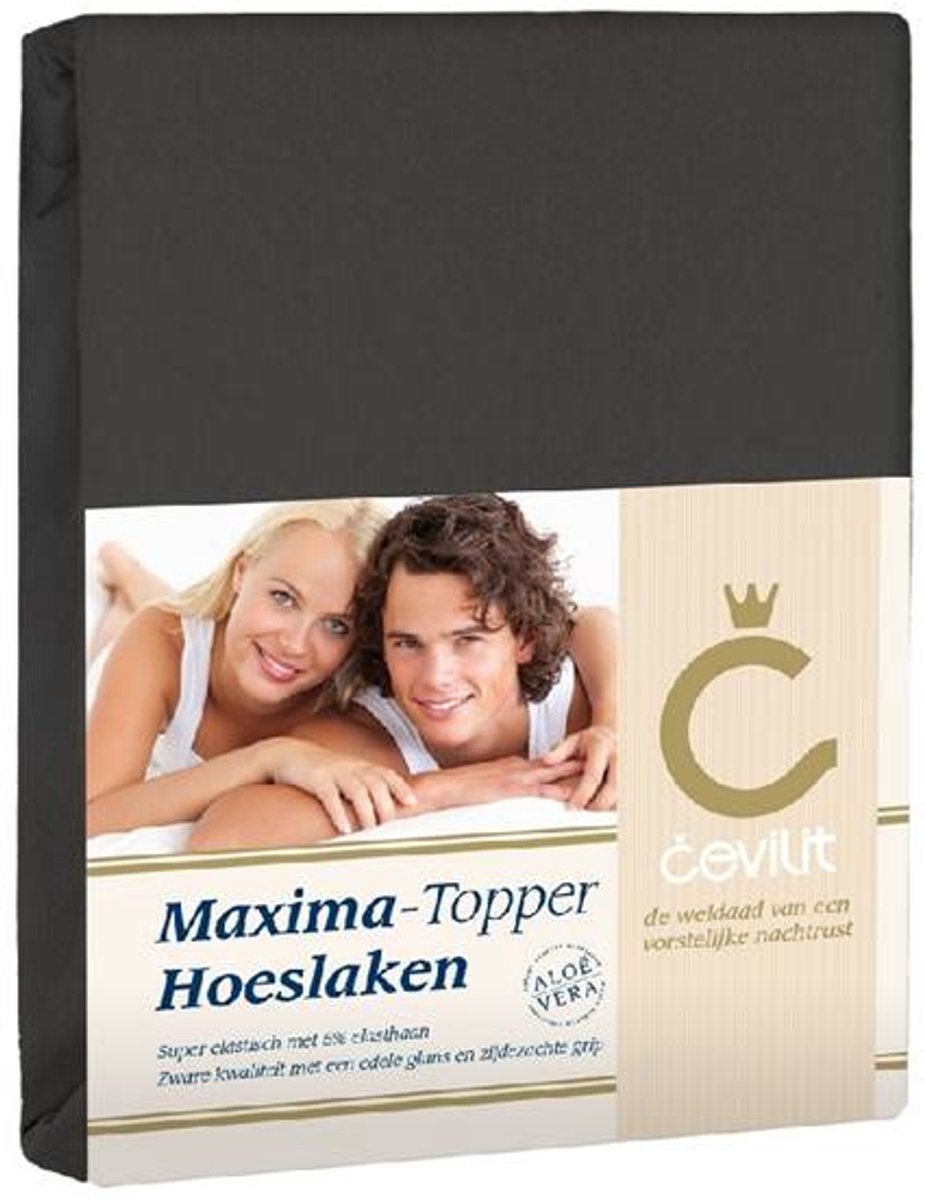 Cevilit Jersey met Elastan - Maxima Topper Hoeslaken - Antraciet - 180x200 cm