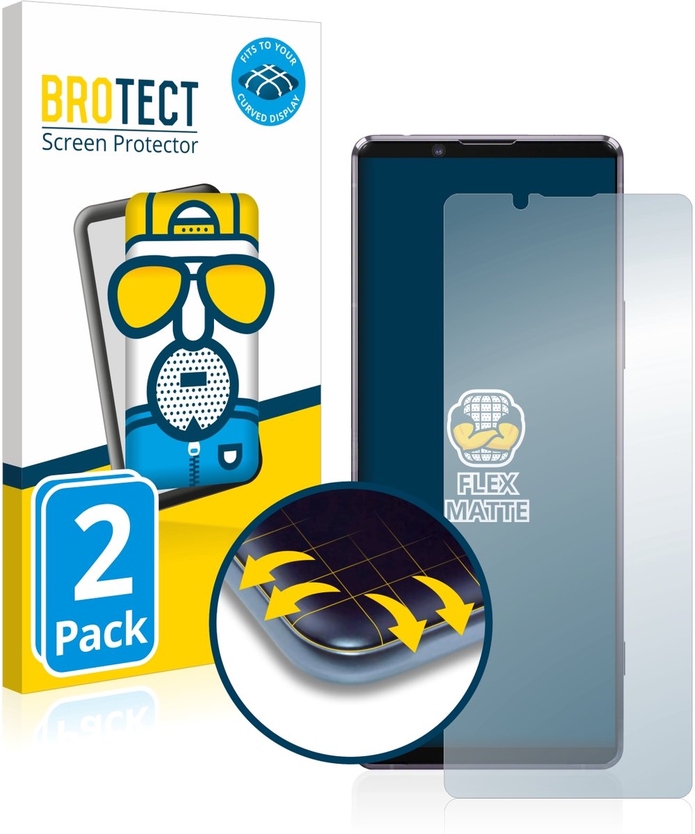 BROTECT - Screenprotector voor Sony Xperia 1 II - Folie Beschermfolie matte volledig dekking 2 Stuks