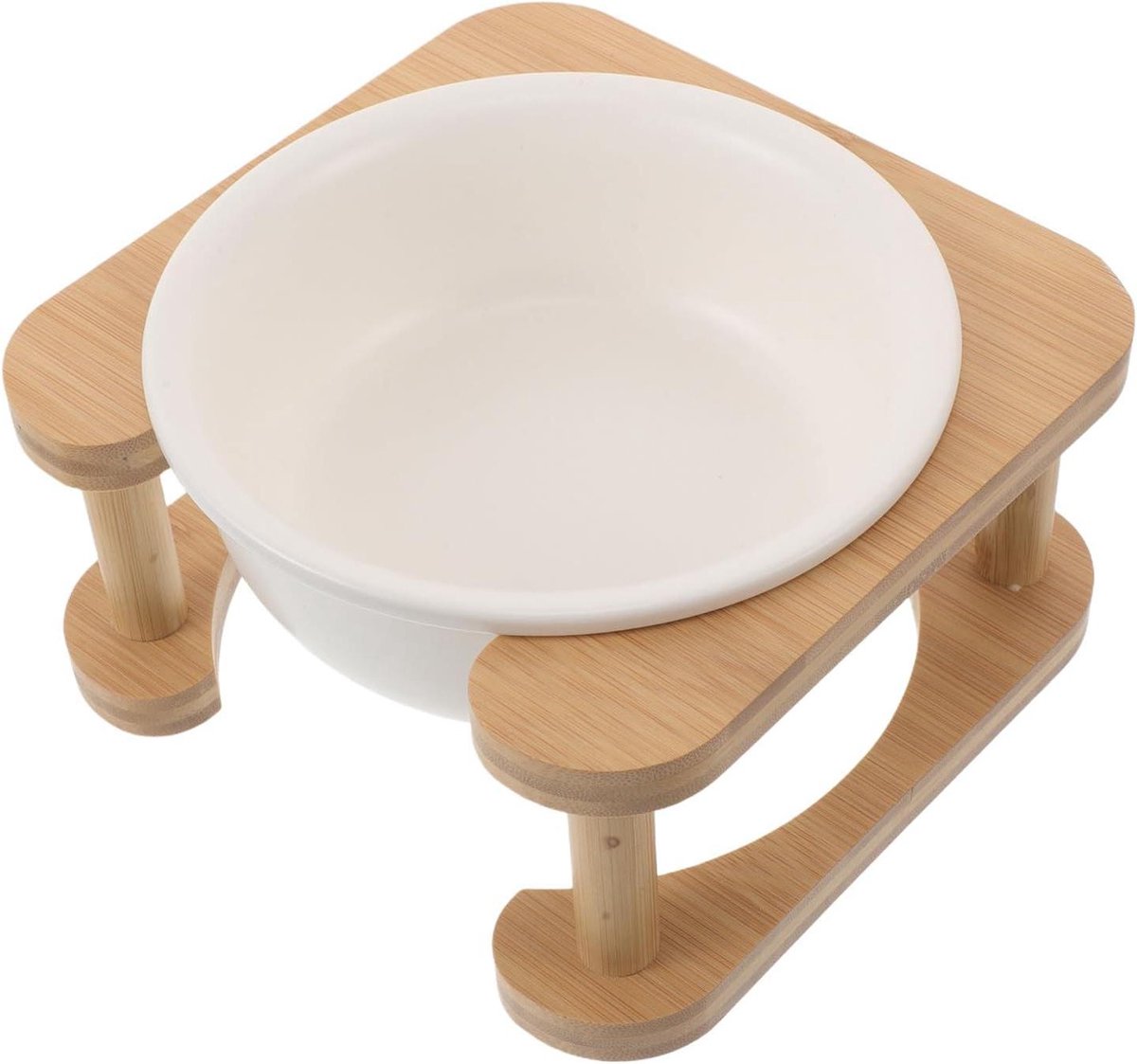 Keramische voerbak - Verhoogde bak Hond - Gezond Eten - Antislip Houten Standaard - 600 ml - Diverse kleuren