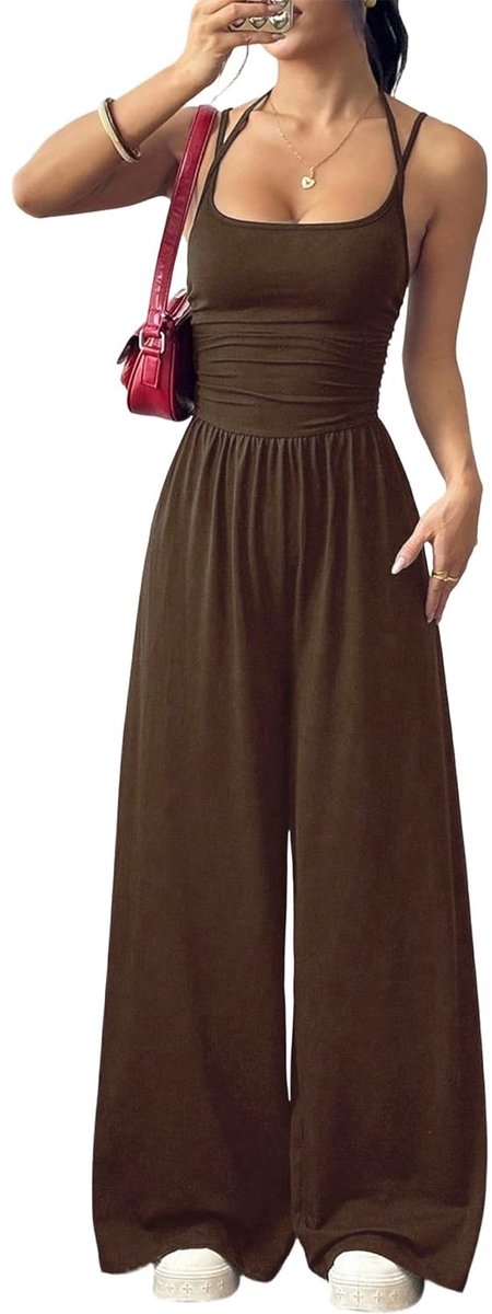 Omgoods - Elegante Jumpsuit voor Dames met Hoge Taille en Backless Design