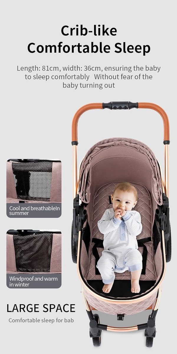 Wan 3-in-1 Kinderwagen Compact Opvouwbaar Zwart - afbeelding 3