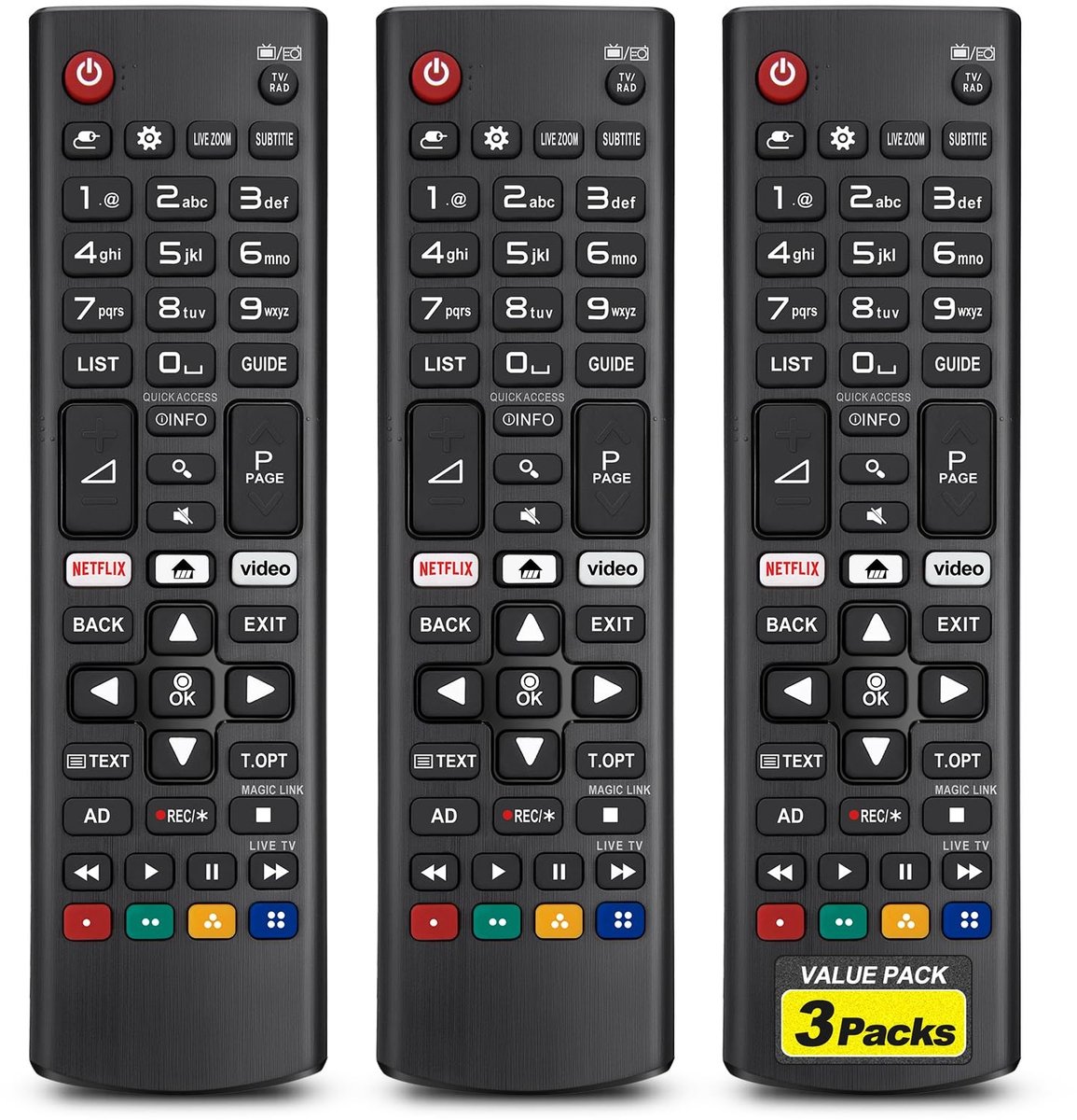 Omgoods - Universele Afstandsbediening voor LG Smart TV's (Set van 3)