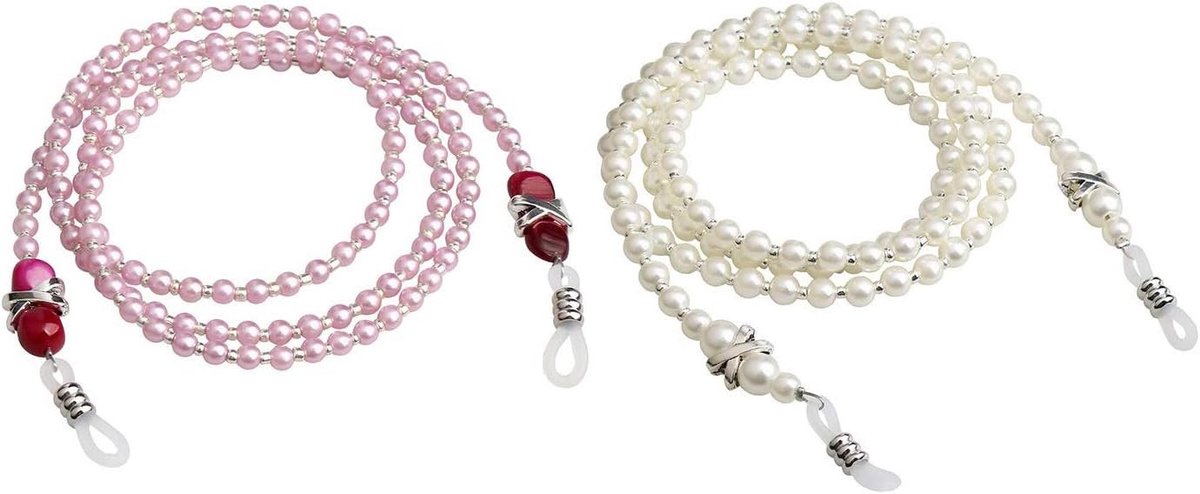Set van 2 Kralenketting voor Zonnebrillen en Leesbrillen - Modieuze Oplossing voor Dames en Meisjes, Handig en Stijlvol Accessoire