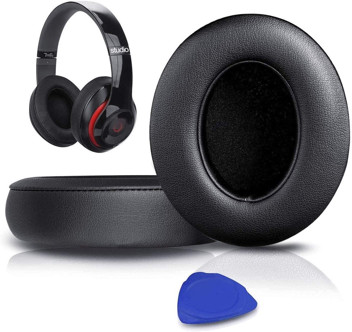 Geschikt voor Beats Studio 2.0 & Studio 3.0 hoofdtelefoons. Vervangende oorschelpen, maat 2/3, leren oorkussens, één paar montage-/demontageonderdelen.
