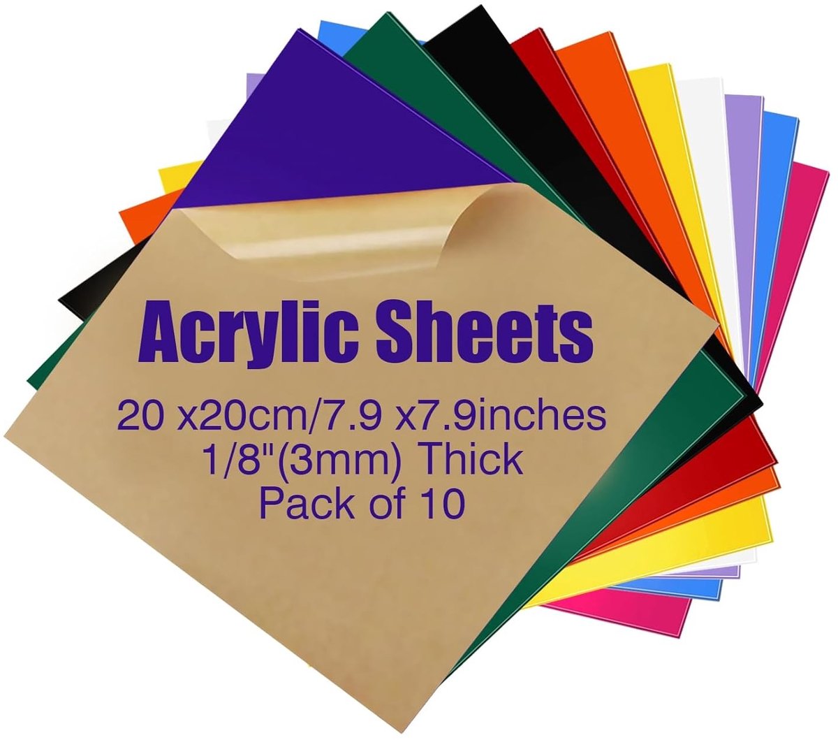Kleurige Acrylaatplaten voor DIY Sieraden, Creatieve Projecten, Fotolijsten en Borden - 10 Stuks
