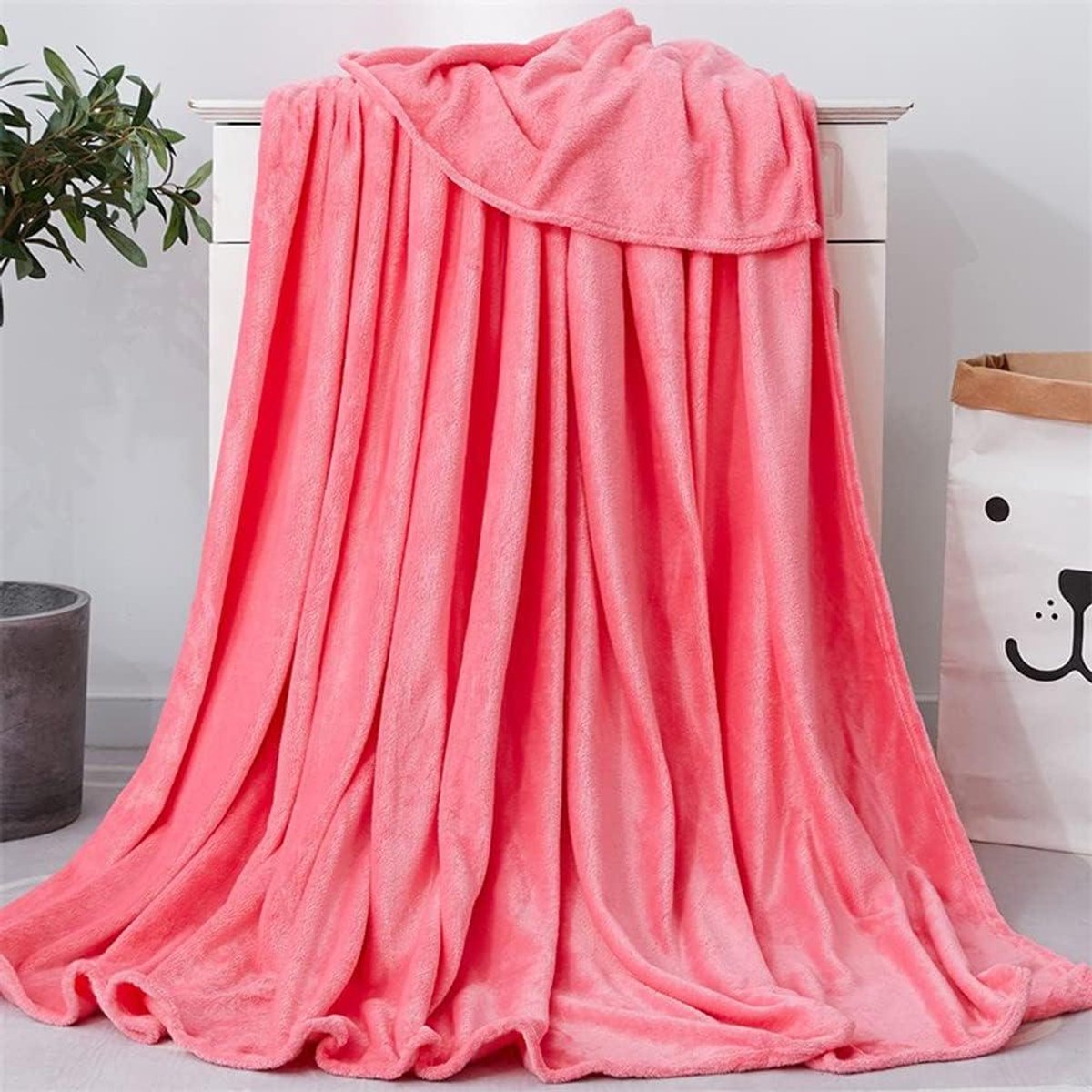 Pluche Deken - Fleece Deken - Ontspannen Thuis - Extra Zacht - 180 x 200 cm - Watermeloen Rood