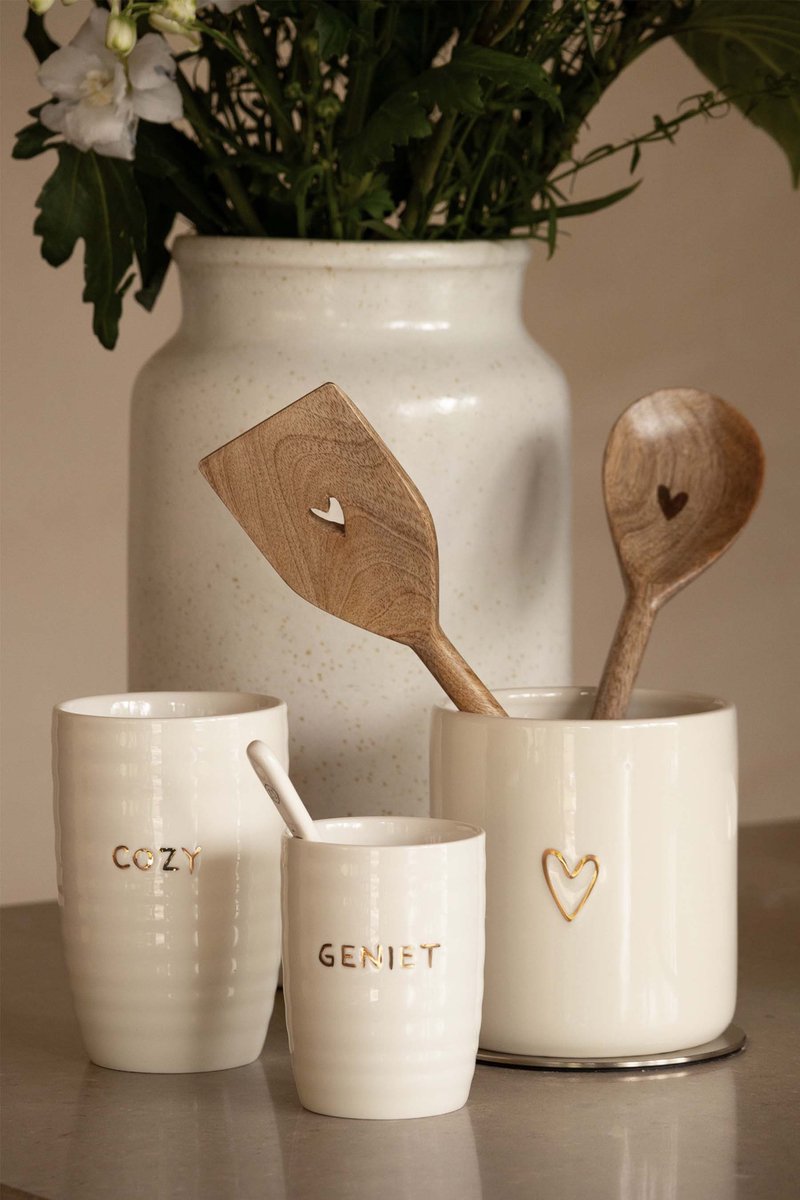 Zusss Mug L Cozy Keramiek White / Gold