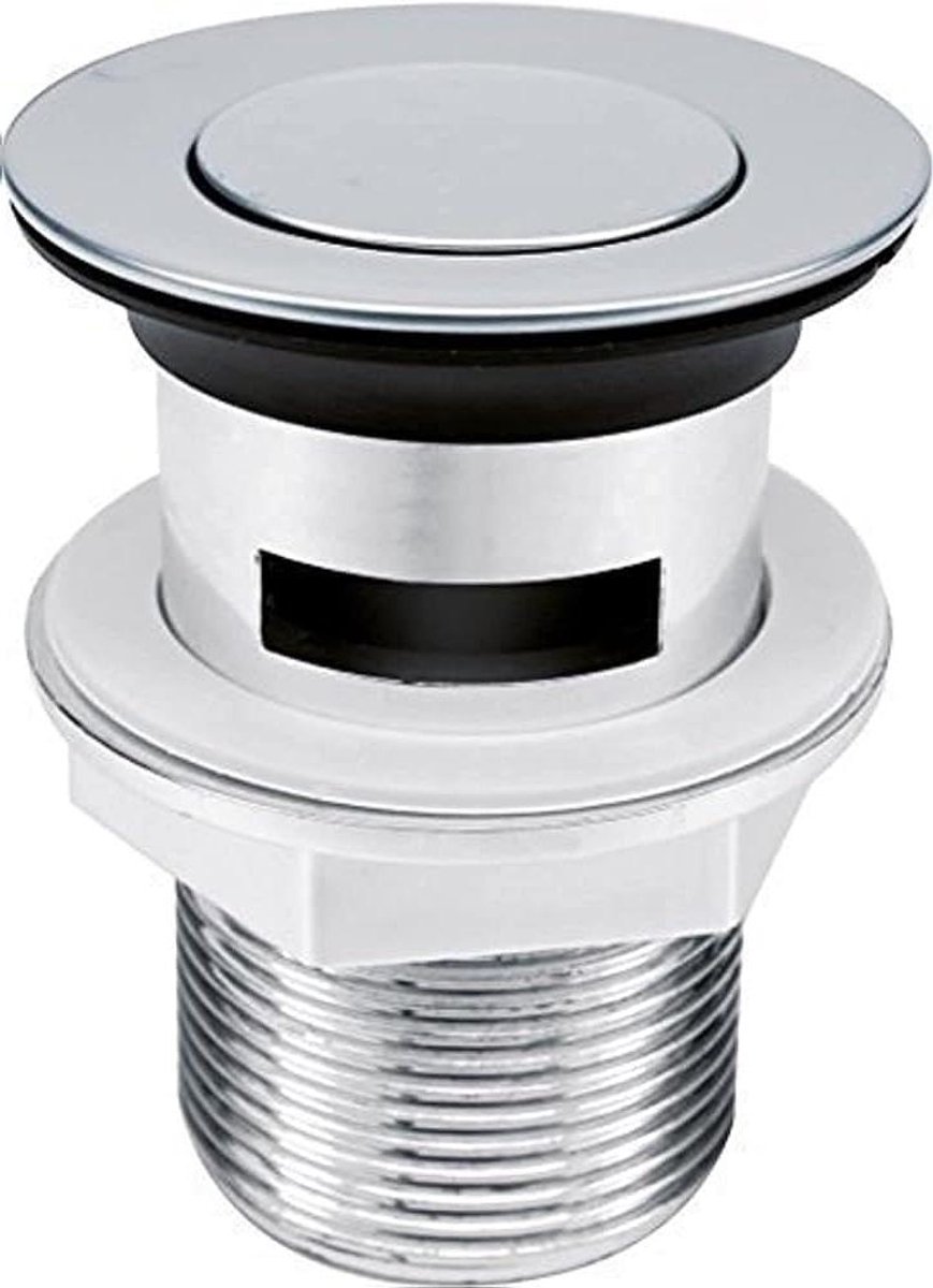 Afvoerplug - Kliksysteem - Badkamer Vernieuwen - Met overloop - 4 cm aansluiting - Chroom