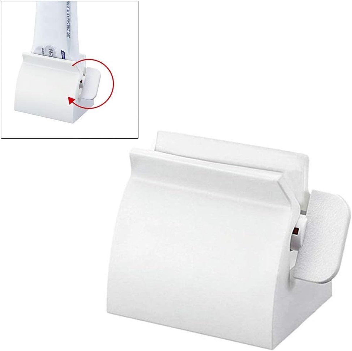 Witte Tandpasta Houder met Zuignap en Tube Knijper - Handige Ophangbare Tandenborstel Organizer