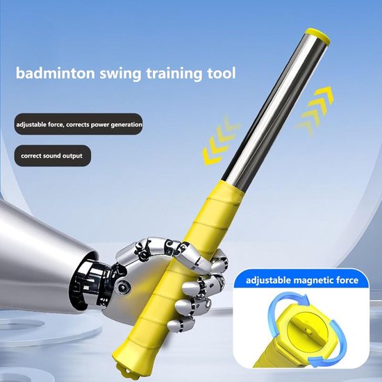 Badminton Swing Trainer - Slag Oefenstaaf - Slagen Verbeteren - Dynamische Mechanica Begeleiding - 32 cm - Geel — afbeelding 4