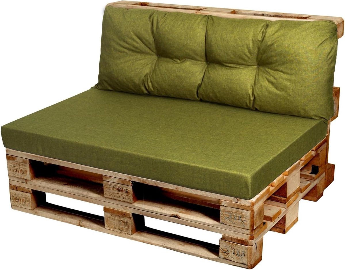 Palletkussens Set - Bankkussens Tuin - Buiten Zitten - Waterdicht Polyester - 120x80cm - Limoen