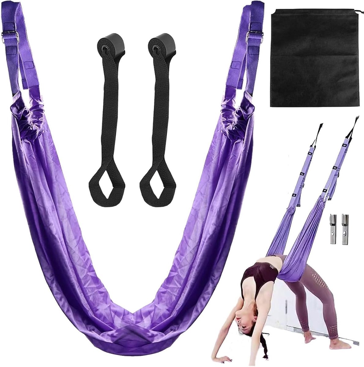 Verstelbare Yoga Band voor Flexibiliteit en Stretchen, Ideaal voor Yoga, Pilates en Gymnastiek, Paars