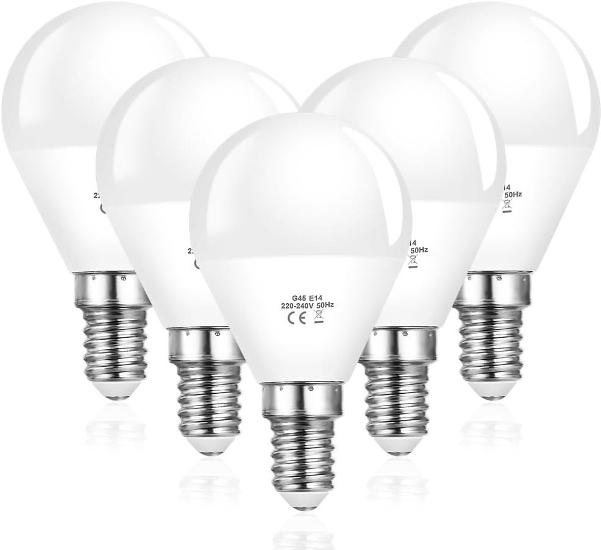 E14 Schroef LED Lamp Set van 5 Stuks, 6W G45 Golfbal Lampen, 40W Equivalent, 6500K Koud Wit, Energiezuinige Verlichting met 600 Lumen, Niet Dimbaar