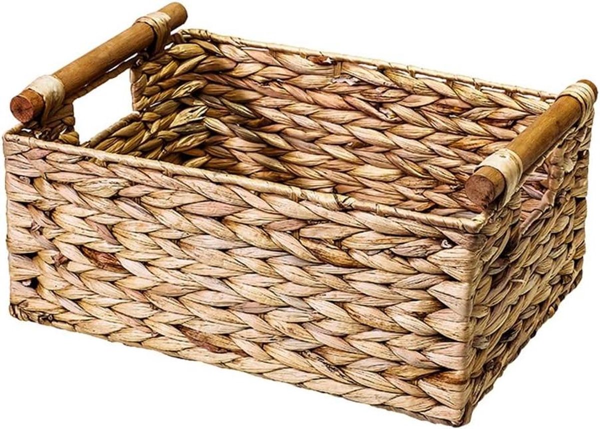 Rieten mand - Natuurlijke korf - Opbergen & ordenen - Handgemaakt design - 32 x 22 x 16 cm - Bruin