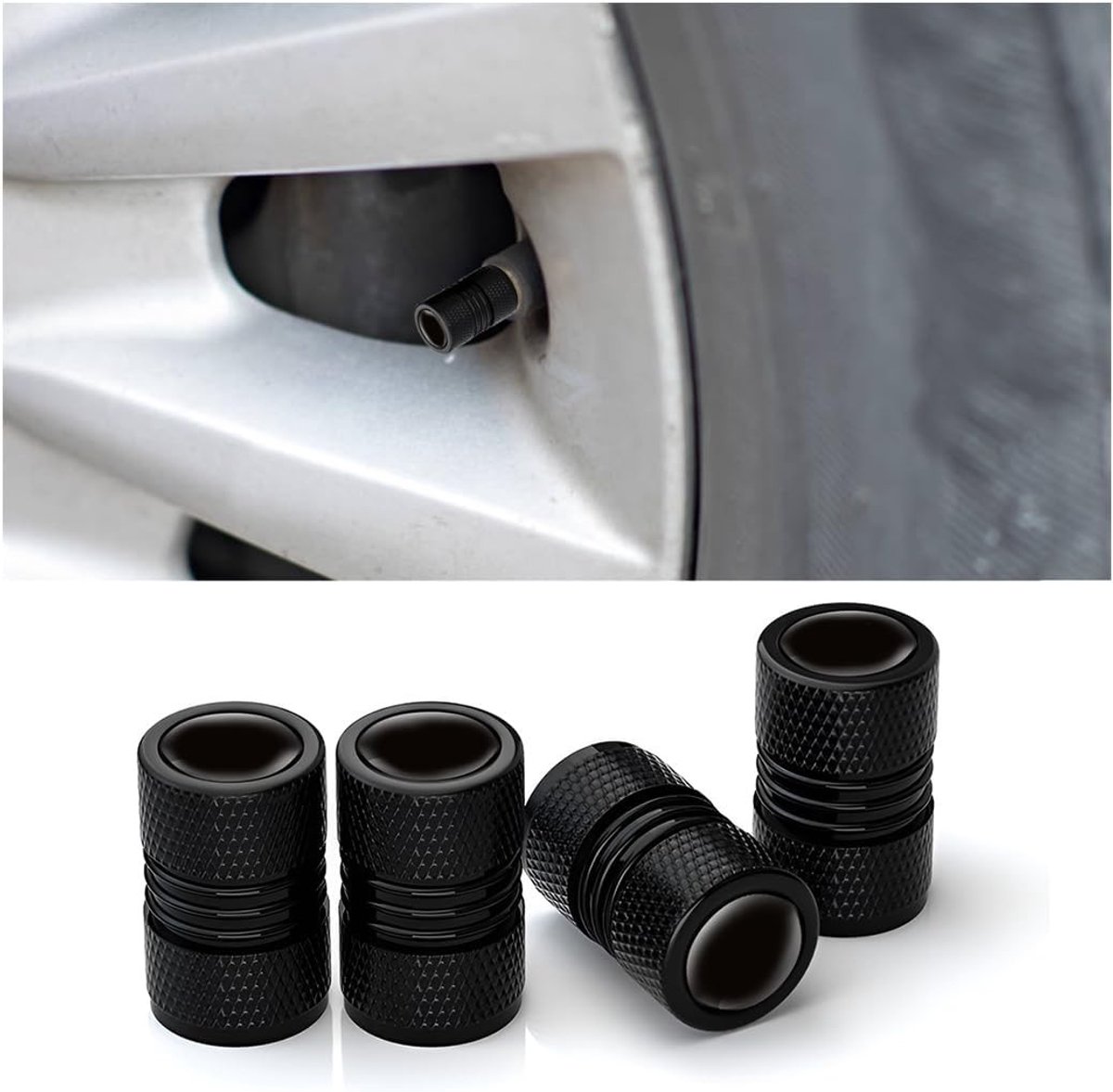 Set van 4 Aluminium Ventieldoppen met Seal voor Auto, Motor, Fiets en Vrachtwagen - Stofdoppen voor Ventielen
