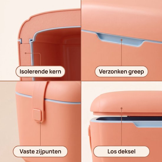 Cheqo® Koelbox Klein - Draagbare Koelbox zonder Stroom - Koelbox met Handvat en Deksel - Koelbox voor Picknick - Camping - Strand en Auto - Coolbox - Frigobox - Mini Koelbox voor Onderweg - Koeltas voor Lunch en Festival - Roze van Cheqo — afbeelding 5