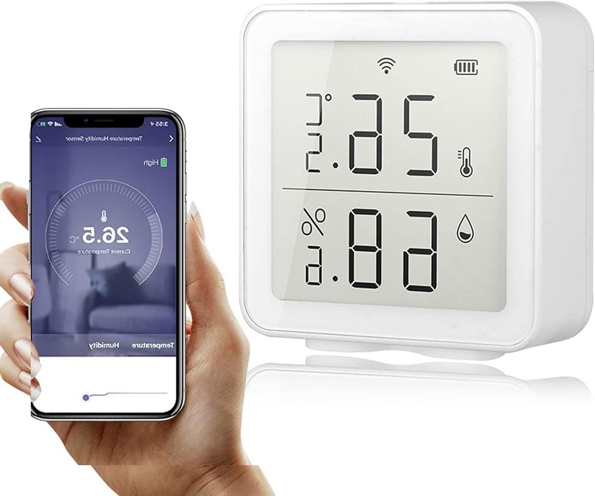 Temperatuur Sensor - Vochtigheid Meter - Realtime Monitoring - Slimme Alarmen - 2.52x2.52x1.10 Inch - Multicolor