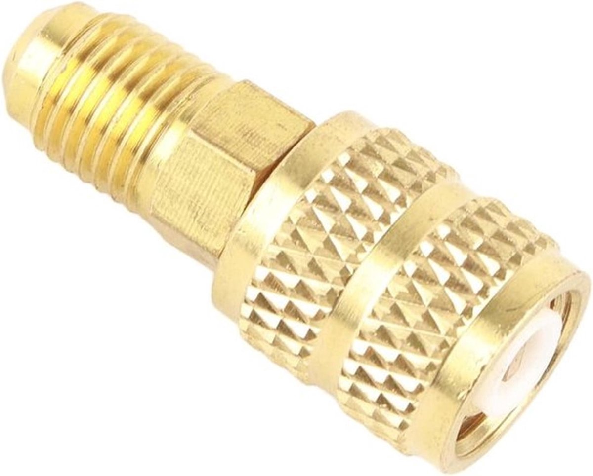 HVAC-vacuümpompadapter - slangkoppeling - 1/4 inch en 5/16 inch - R410A/R32-adapter, R410A AC 1/4 inch - mannelijke SAE-verbinding naar vacuümpompadapter, HVAC-slangkoppeling voor 1/4 SAE 5/16 inch vrouwelijke