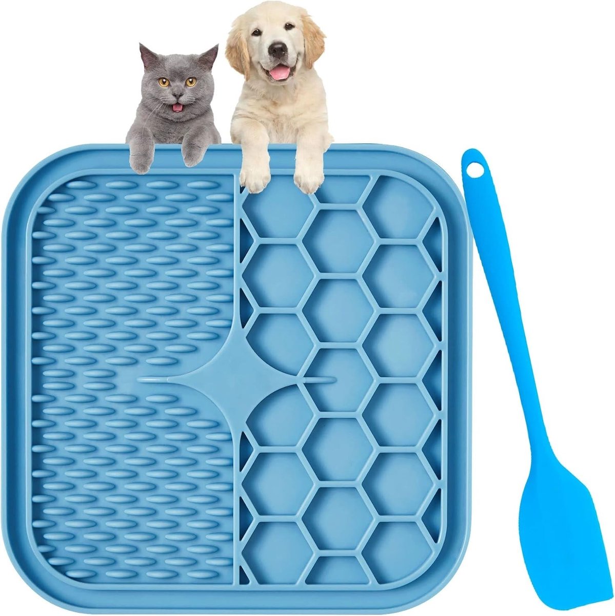 Hondenlekmat 15 x 15 cm BPA-vrij met siliconen spatel voor puppy's en katten, ideaal voor training en verzorging